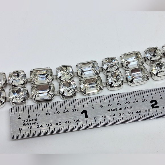 * Vintage Signed Eisenberg Double Row Rhinestones Bracelet - Picture 3 of 5